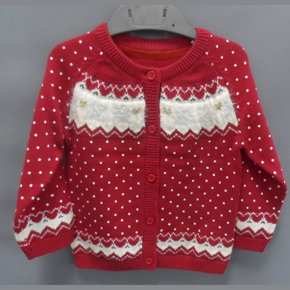 

Red Fair Isle Knitted Cardigan