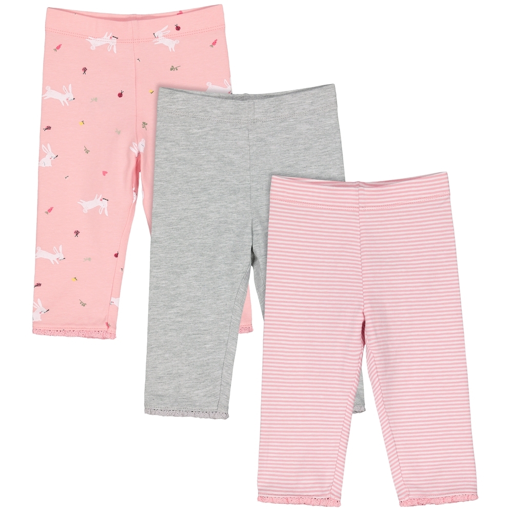 

Girls Leggings Striped And Bunny Print - Pack Of 3 - Multicolor