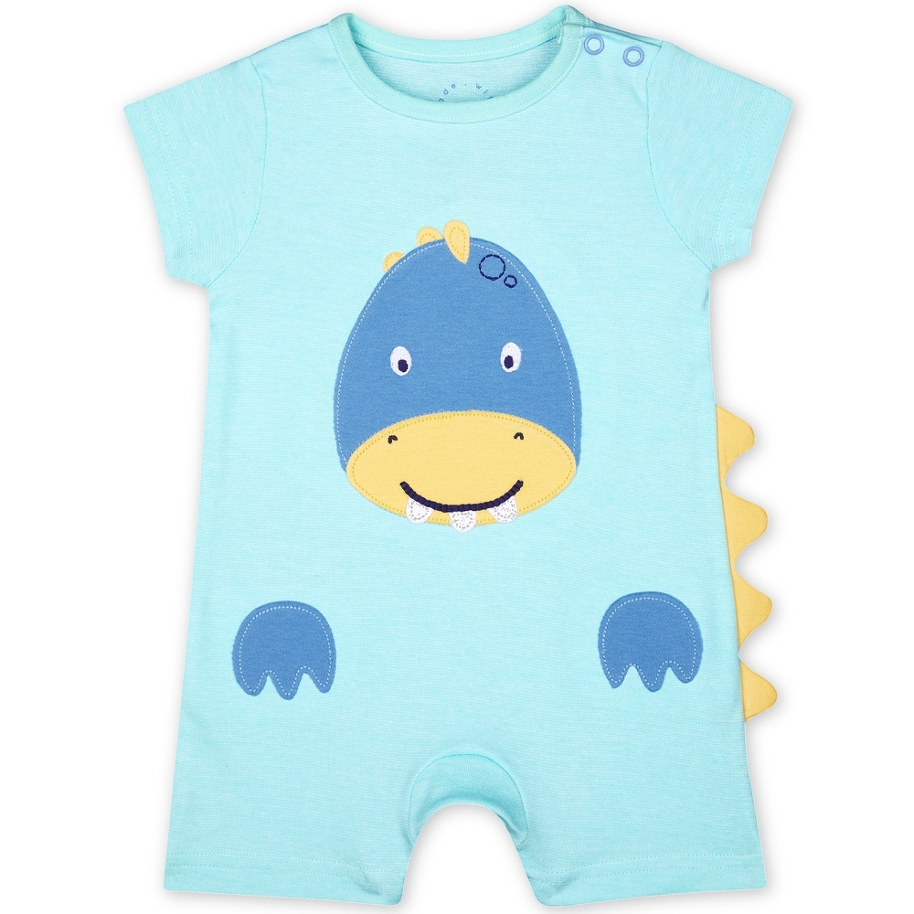 

Boys Half Sleeves Romper 3D Dino Spikes - Blue