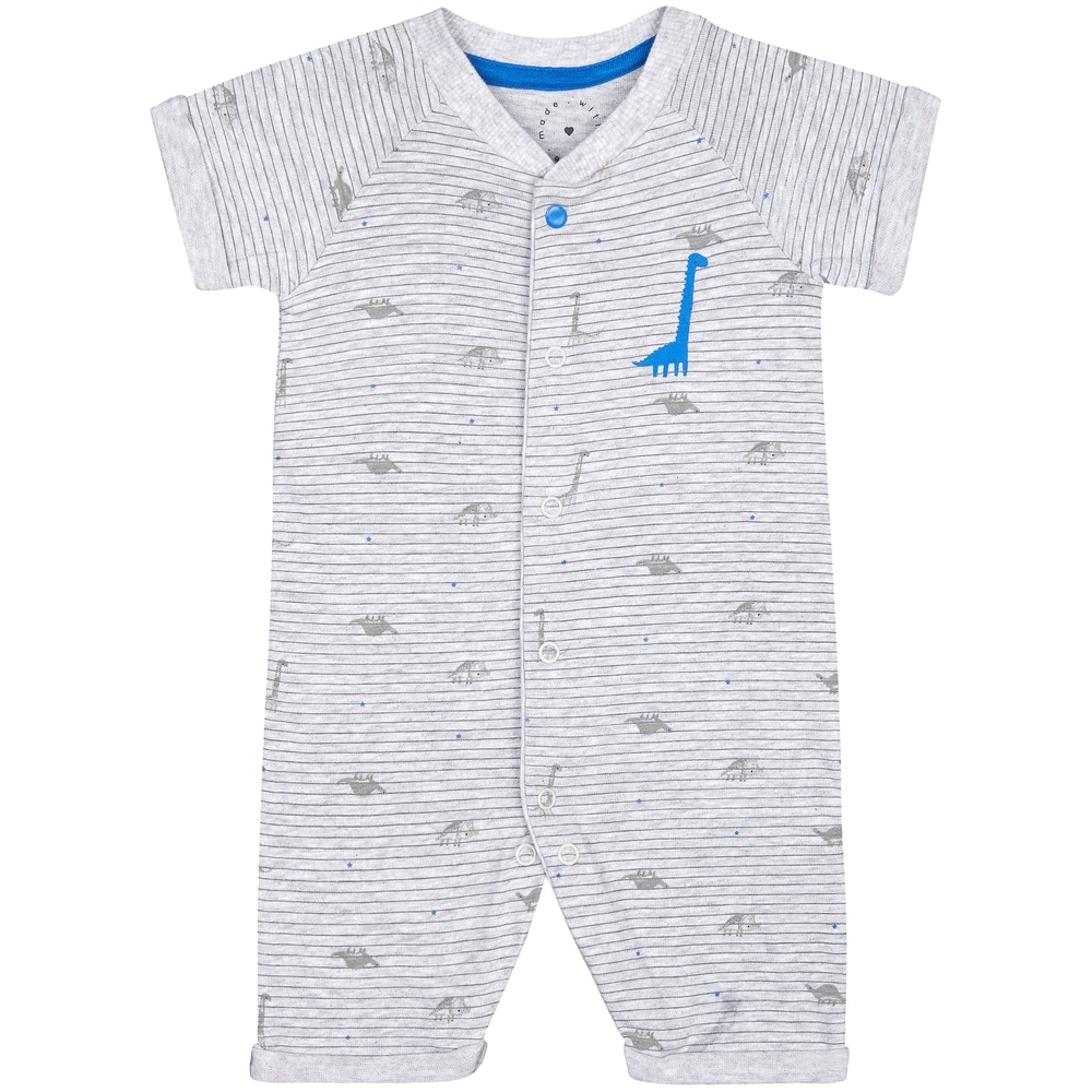 

Boys Half Sleeves Romper Dino Print - Grey