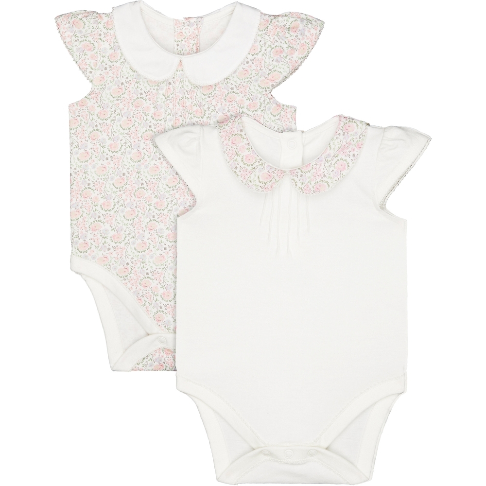 

Girls Half Sleeves Collared Bodysuit Floral Print - Pack Of 2 - Multicolor