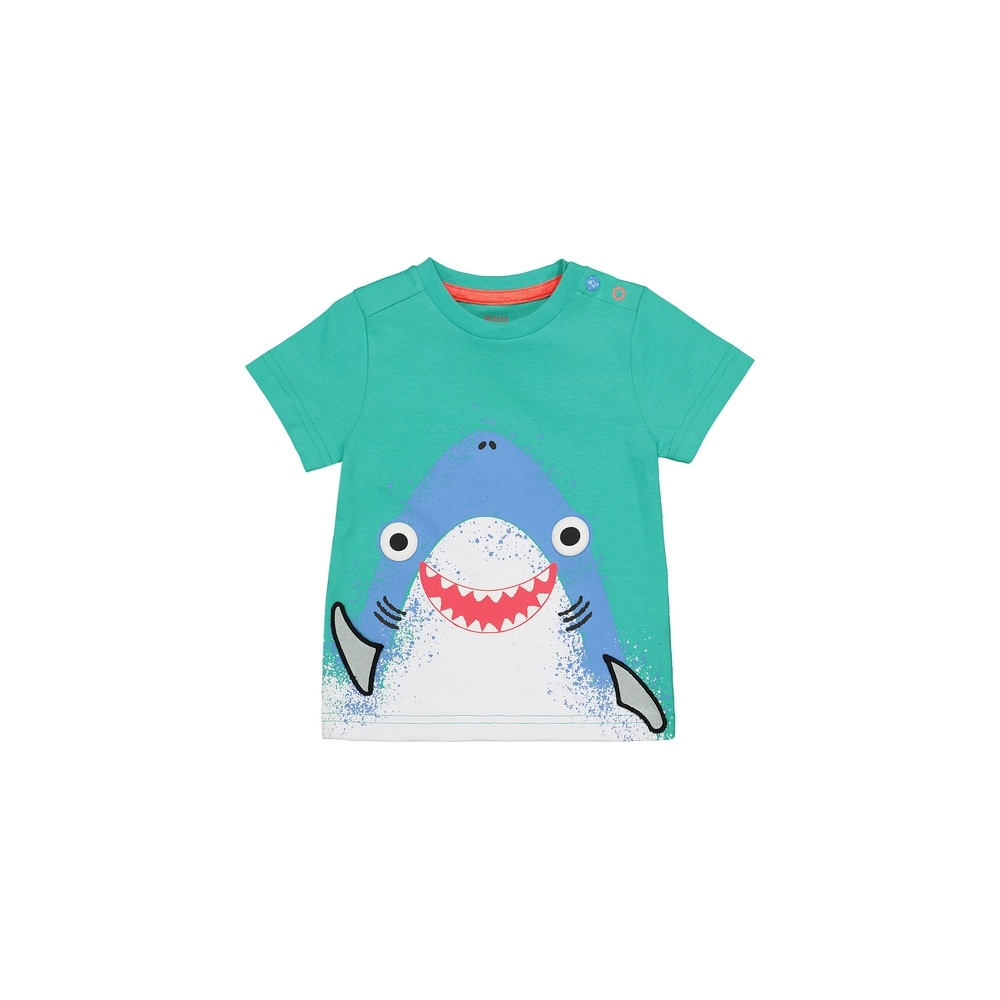 

Boys Half Sleeves T-Shirt Shark Lift-The-Flap Detail - Aqua