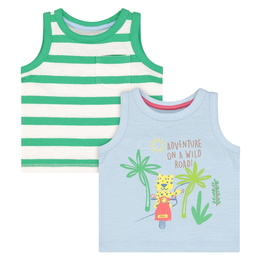 

Boys Sleeveless T-Shirt Slogan Print - Pack Of 2 - Multicolor