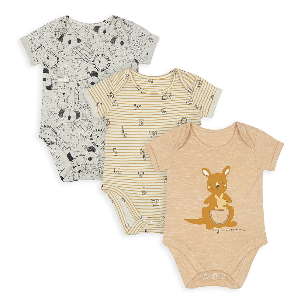 

Boys Half Sleeves Bodysuit Animal Print - Pack Of 3 - Multicolor