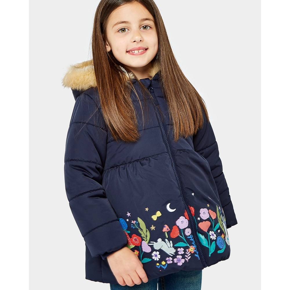 

Girls Full Sleeves Jacket Flower Design-Blue