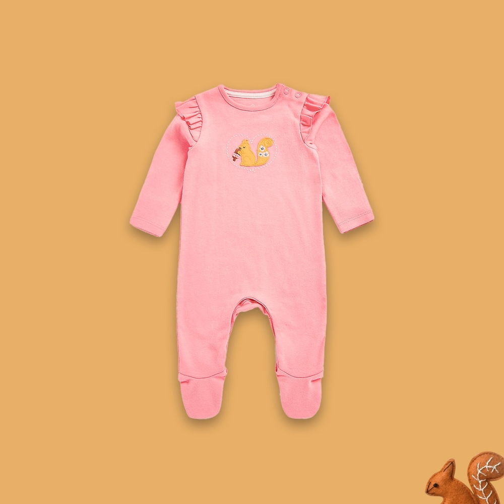 

Girls Full Sleeves Sleepsuit -Pink