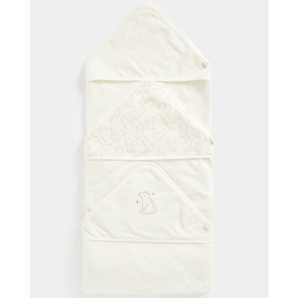 

Mothercare Bear Cuddle and Dry Hooded Towels Cream Pack of 3