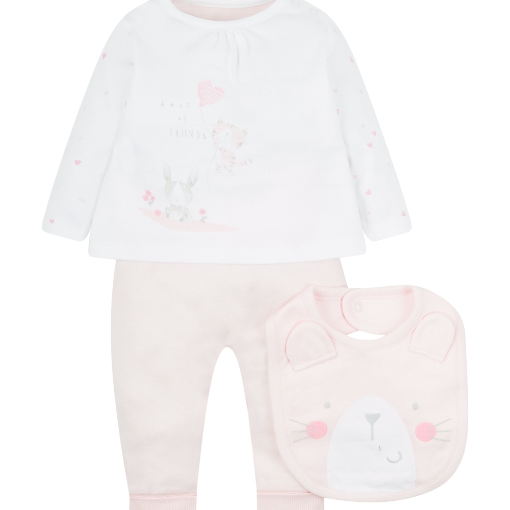 

My First Pink Leggings Top And Bib Set