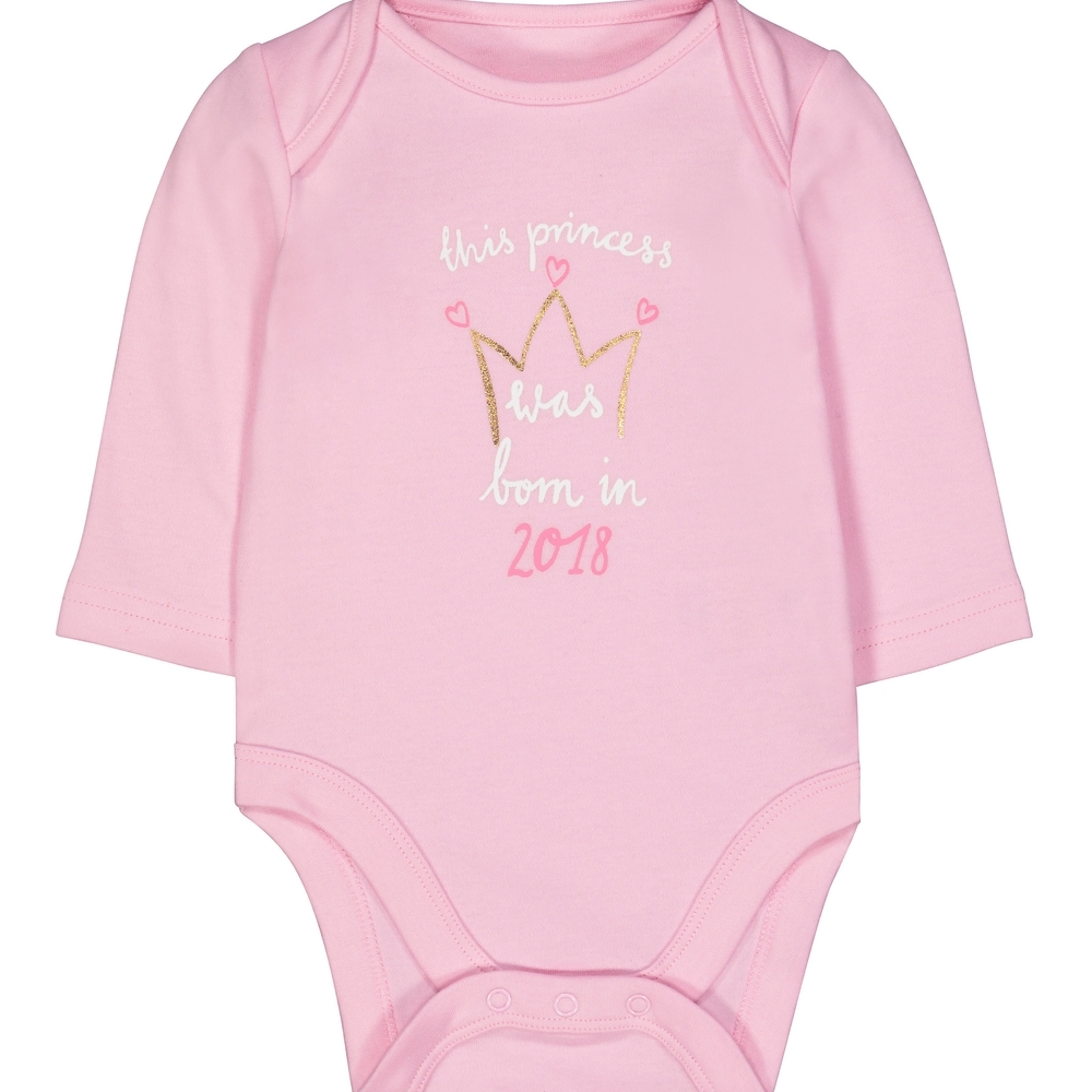 

Girls Full Sleeves Bodysuit Glitter Text Print - Pink