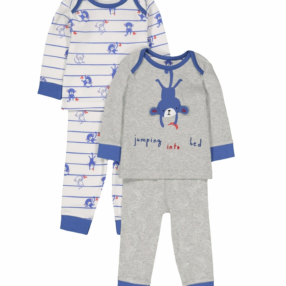 

Boys Full Sleeves Novelty And Striped Monkey Pyjamas - Pack Of 2 - Multicolor