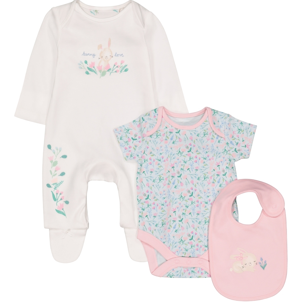 

Girls Floral Bunny Print 3 Piece Set - Multicolor