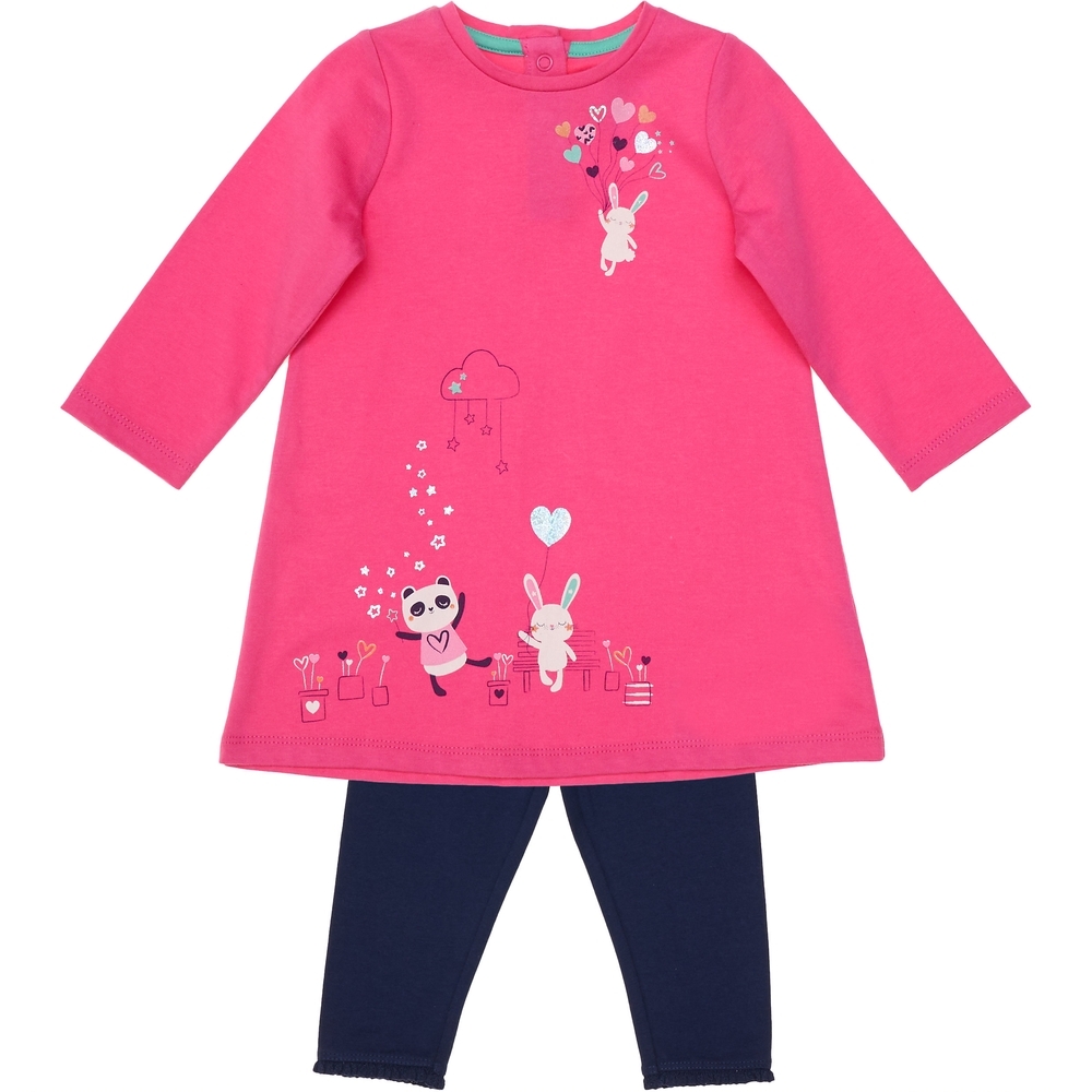 

Pink Jersey Dress And Leggings Set