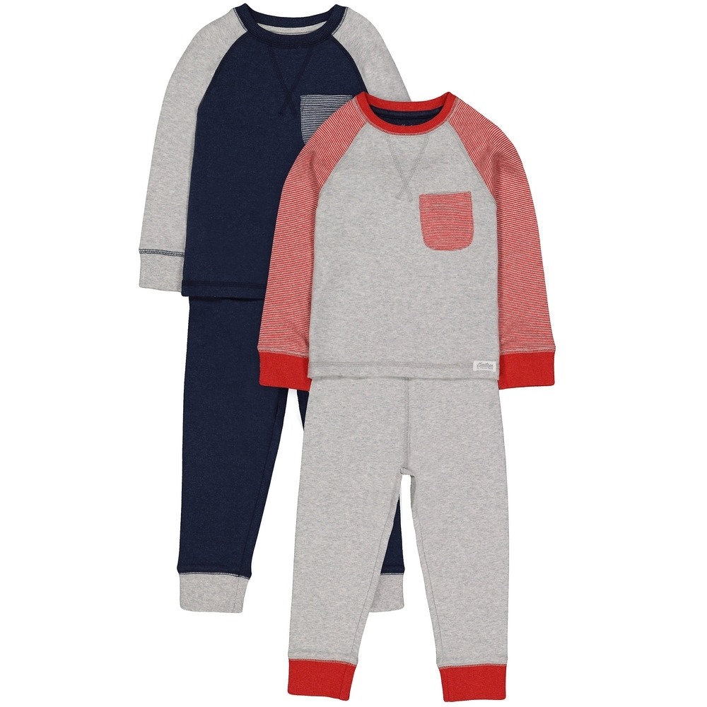

Boys Full Sleeves Pyjamas Raglan Stripe - Pack Of 2 - Navy Red