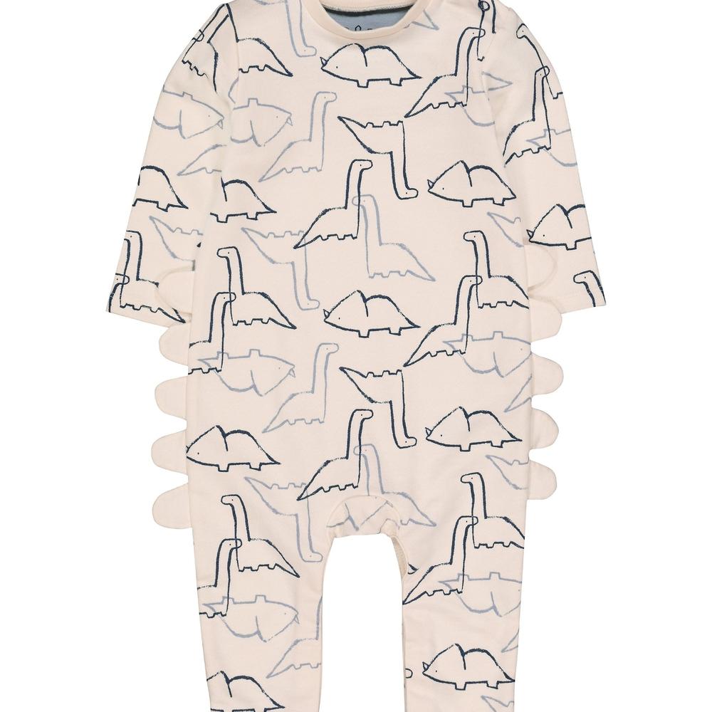 

Boys Full Sleeves Novelty Romper Dinosaur Print - Cream