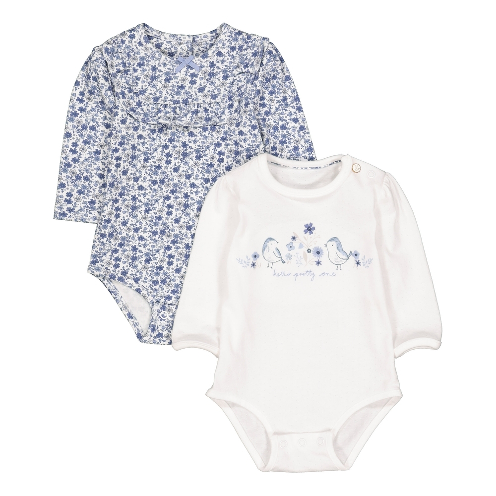 

Girls Full Sleeves Floral Bodysuit - Pack Of 2 - Multicolor