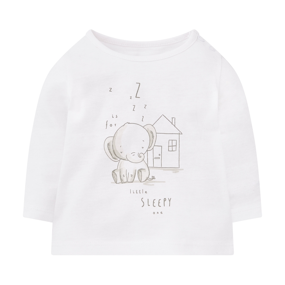 

Unisex Full Sleeves Elephant Print T-Shirt - White