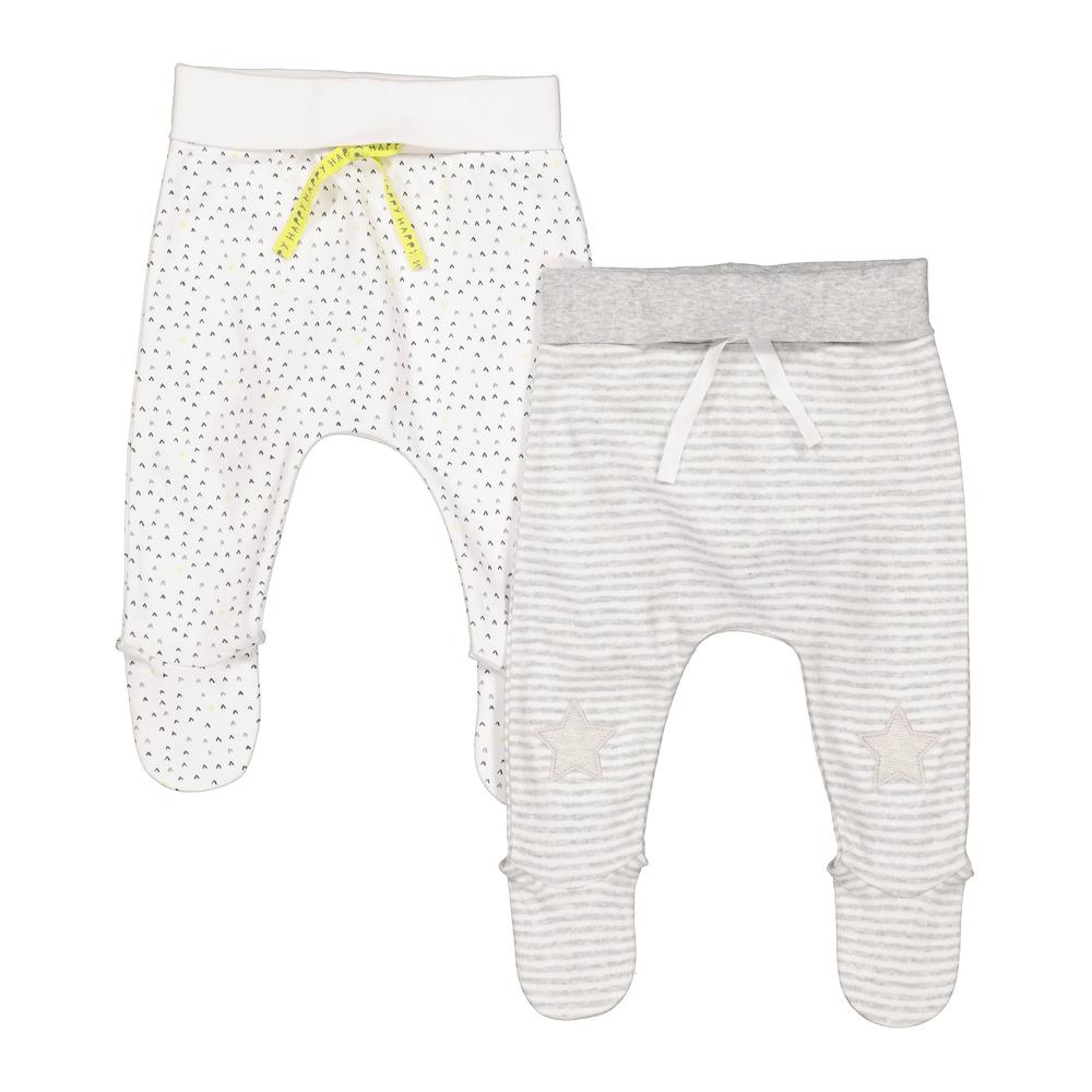 

Unisex Leggings Stripe Print And Star Patch - Pack Of 2 - White Grey