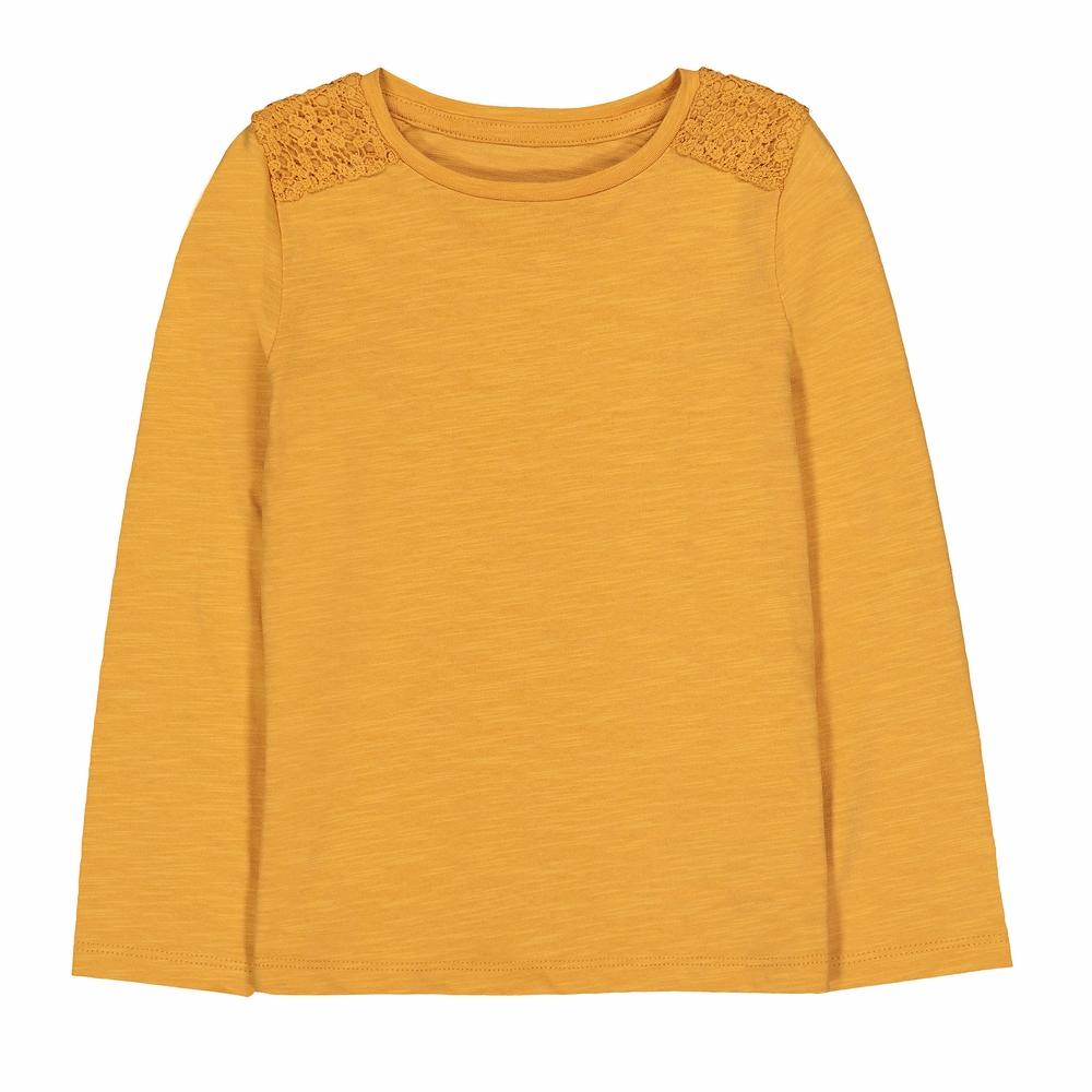 

Girls Full Sleeves Crochet Shoulder T-Shirt - Mustard