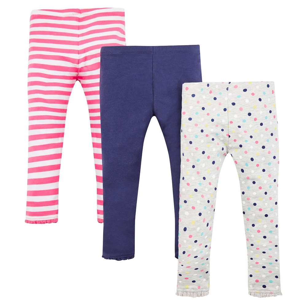 

Girls Printed And Striped Leggings - Pack Of 3 - Multicolor
