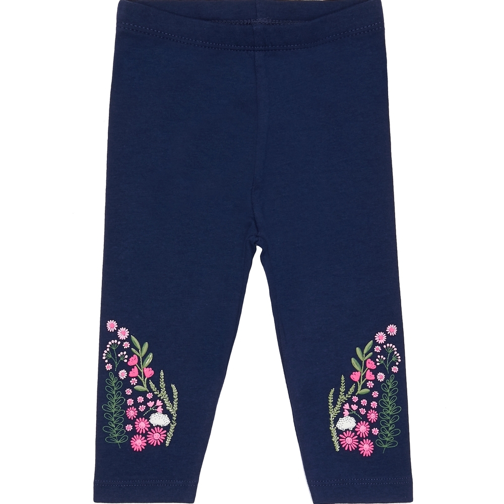 

Girls Leggings Floral Embroidered Legging - Navy