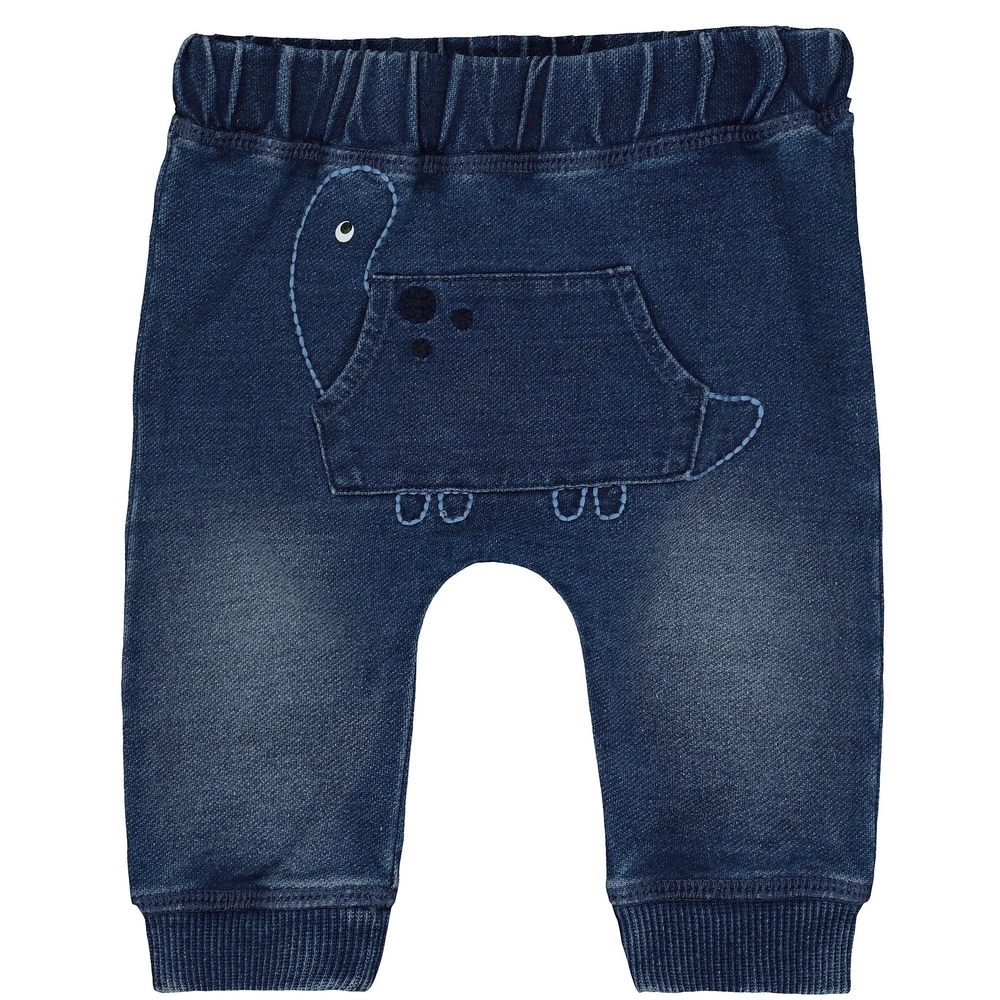 

Boys Denim Joggers Dinosaur Embroidery - Blue