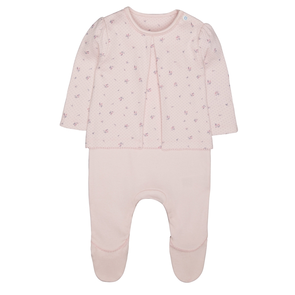 

Pink Ditsy Mock All In One With Headband