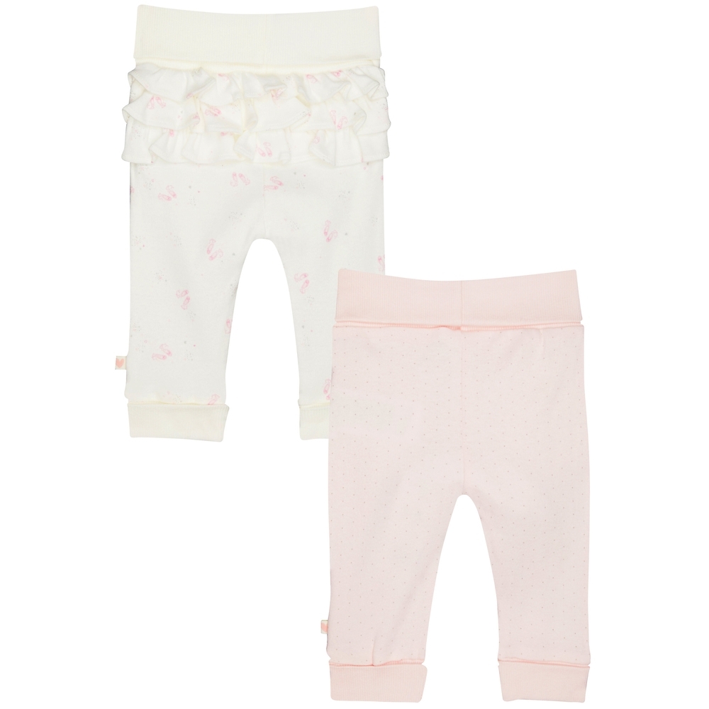 

Girls Joggers Printed With Frill Details - Pack Of 2 - White Pink