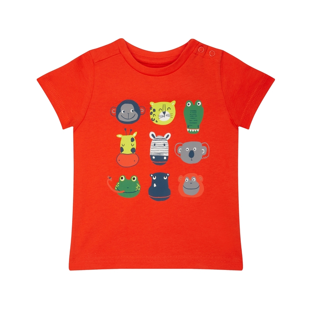

Boys Half Sleeves T-Shirt 3D Animal Patch - Orange