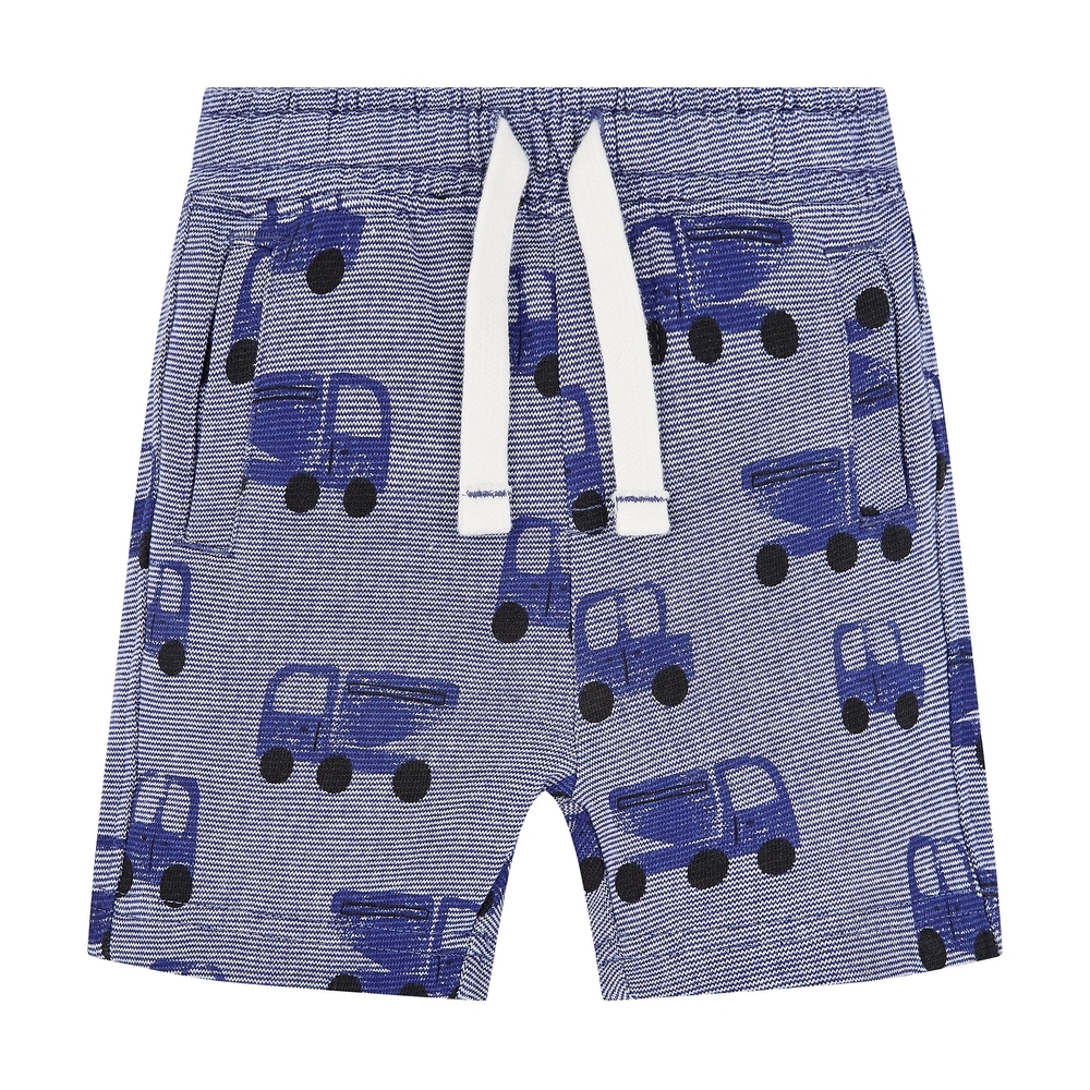 

Boys Shorts Textured Car Graphic Print - Navy