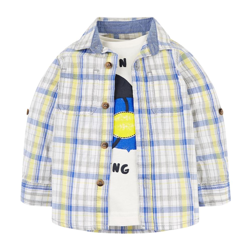 

Blue Check Shirt And Captain T-Shirt Set