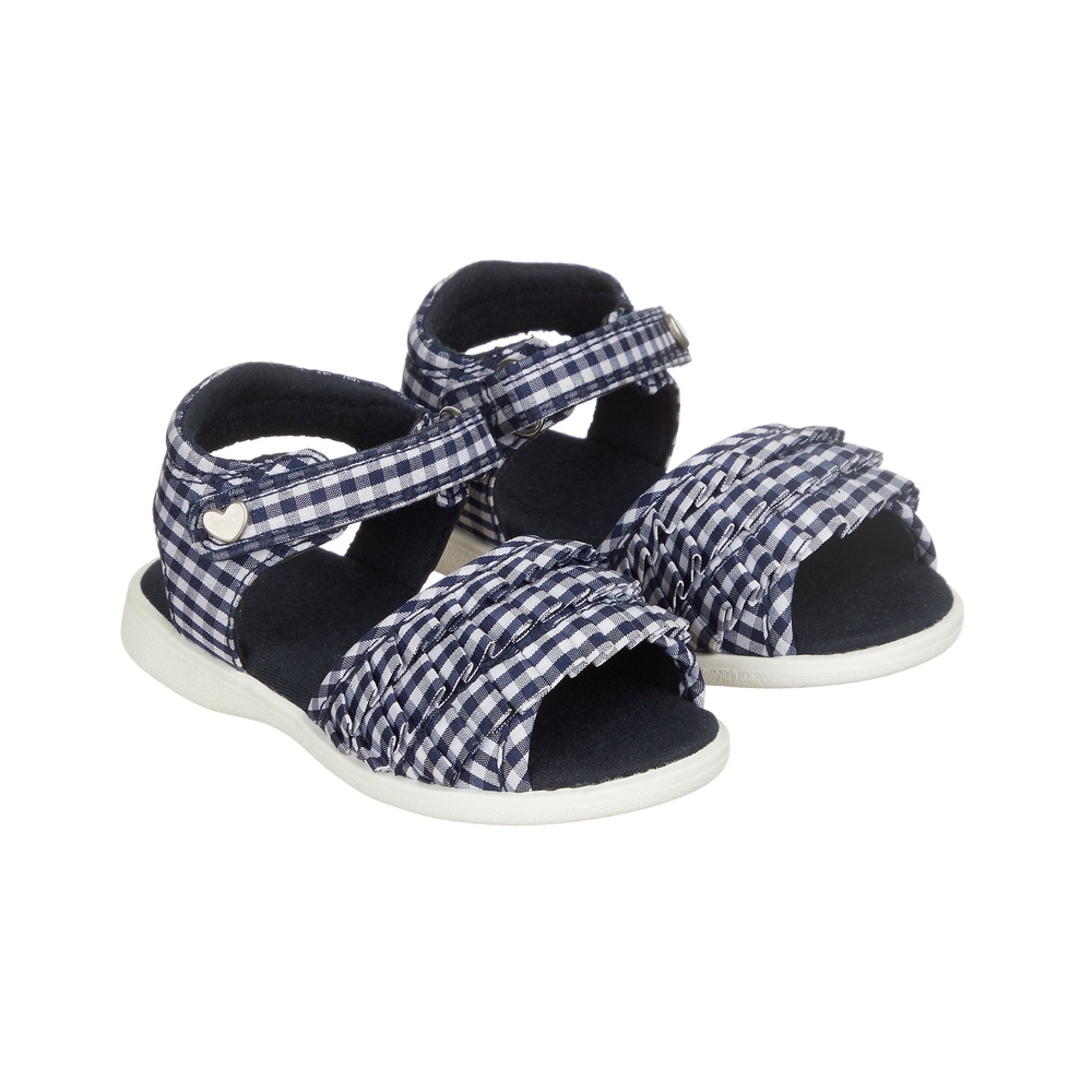 

Girls Gingham Ruffle Sandal - Navy