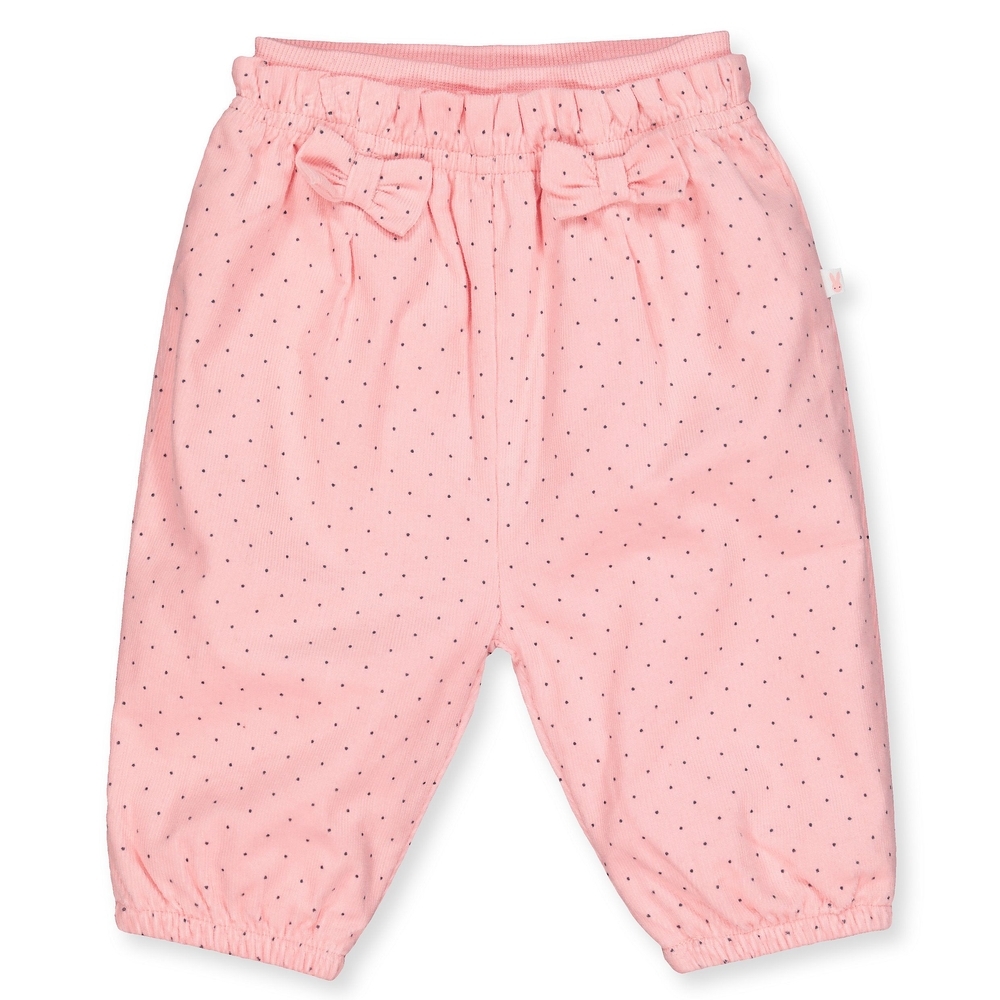 

Girls Cord Trousers Polka Dot Print With Bows - Pink