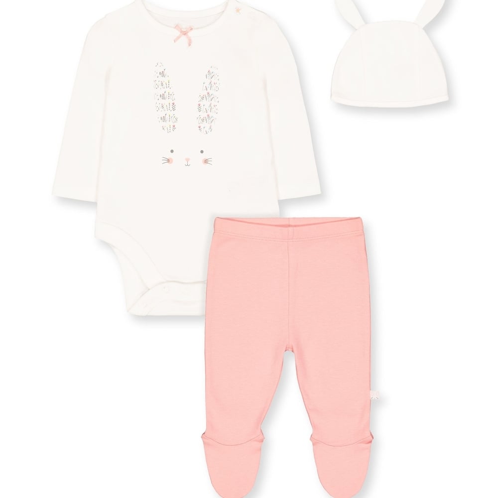 

Girls Full Sleeves Cute Bunny 3 Piece Set - Multicolor