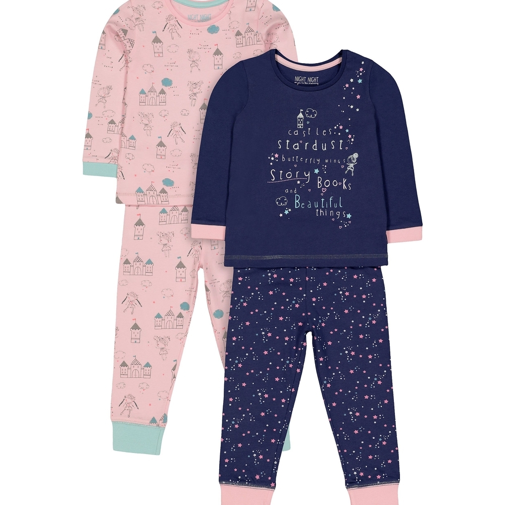

Pink And Navy Princess Castle Pyjamas - 2 Pack