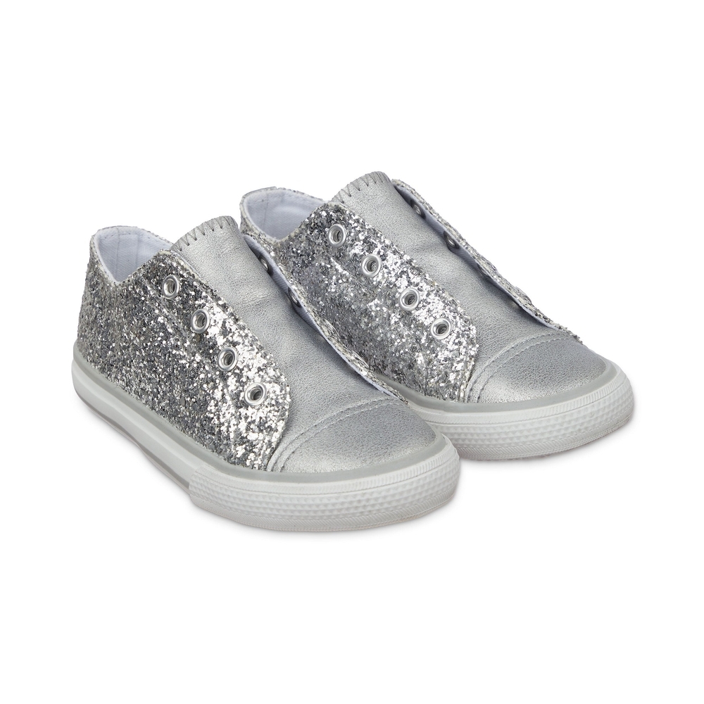 

Silver Glitter Laceless Trainers