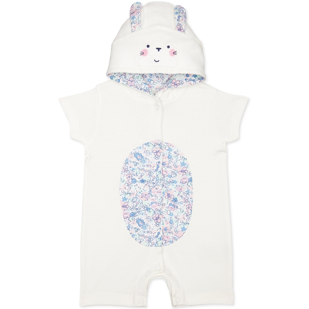 

Girls Half Sleeves Bunny Novelty Romper - White