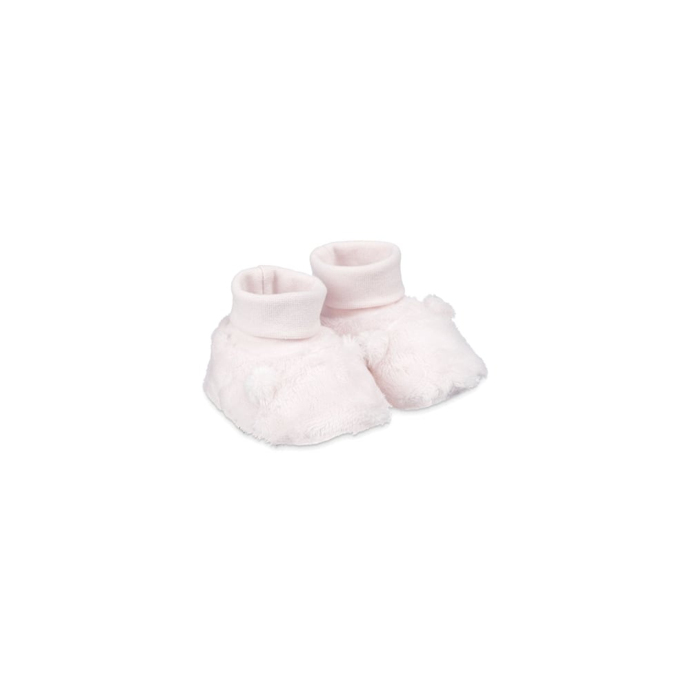 

Fluffy Pink Baby Socktop Booties With Ears