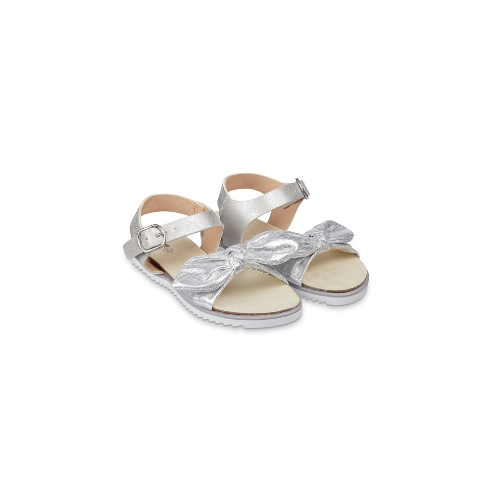 

Sparkly Silver Bow Footbed Sandals