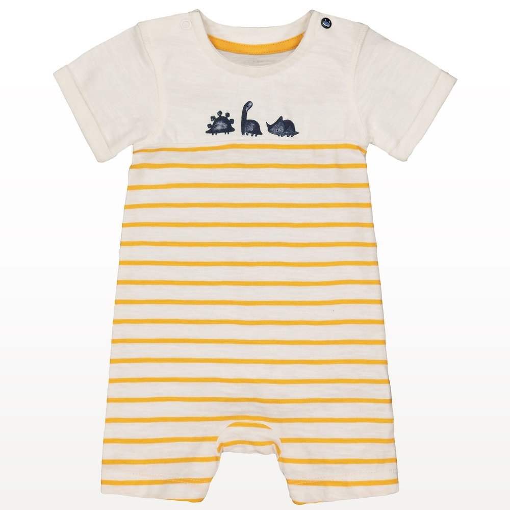 Boys Half Sleeves Dinosaur Print Romper - Yellow