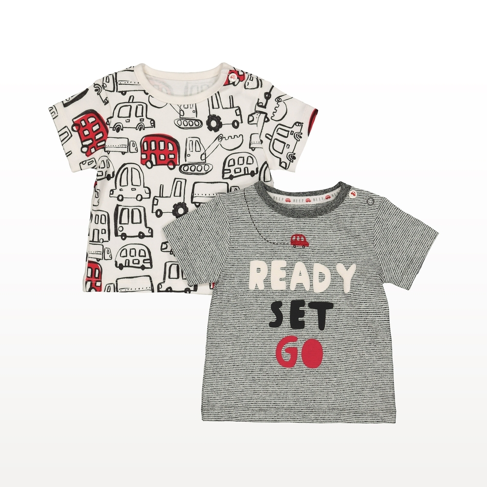 

Boys Half Sleeves Vehicle T-Shirts - Pack Of 2 - Multicolor