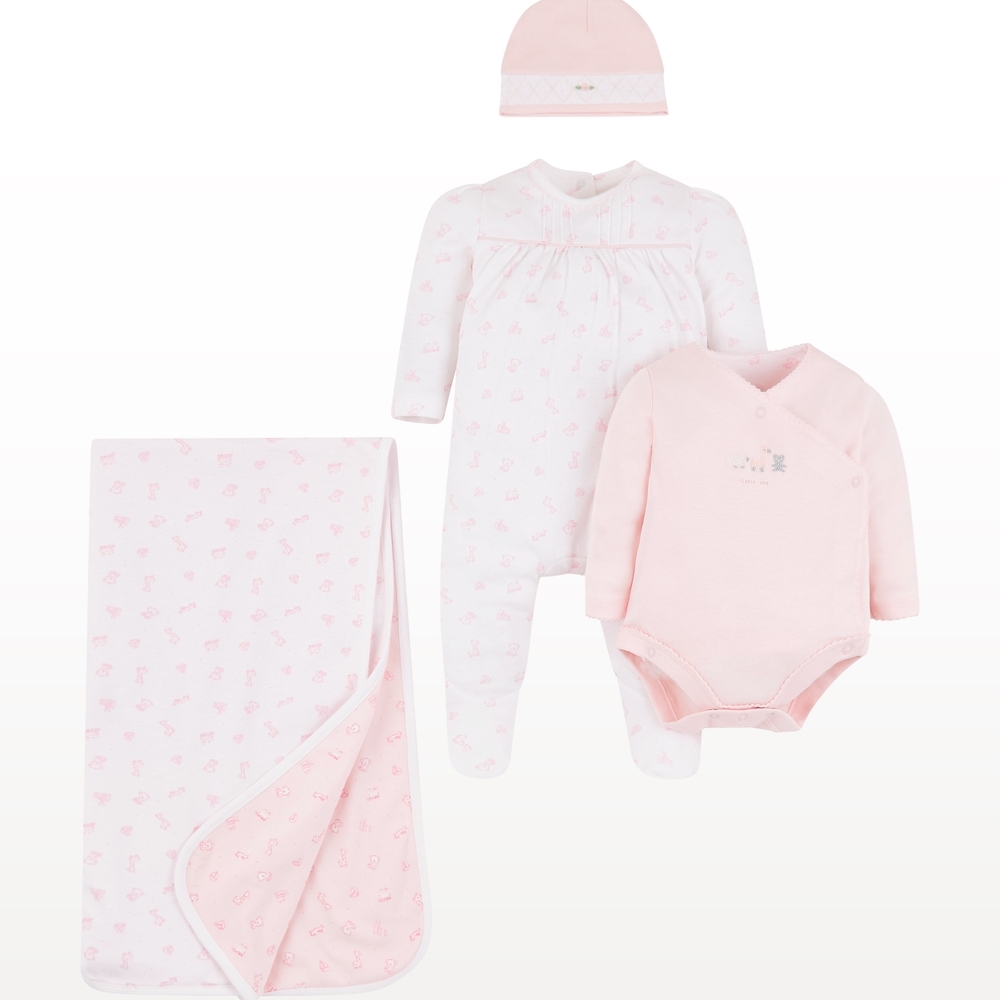 

Girls Embroidered 4 Piece Set - Pink