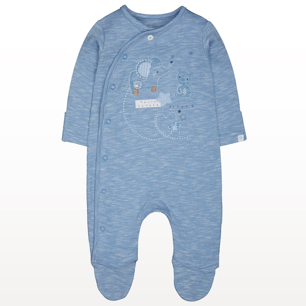 

Boys Full Sleeves Elephant Romper - Blue