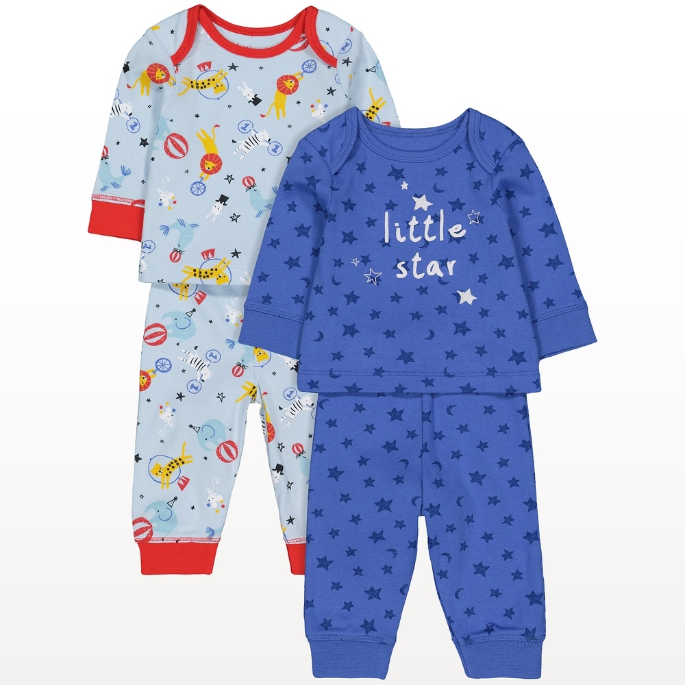 

Boys Full Sleeves Circus Text Print Pyjamas - Pack Of 2 - Multicolor
