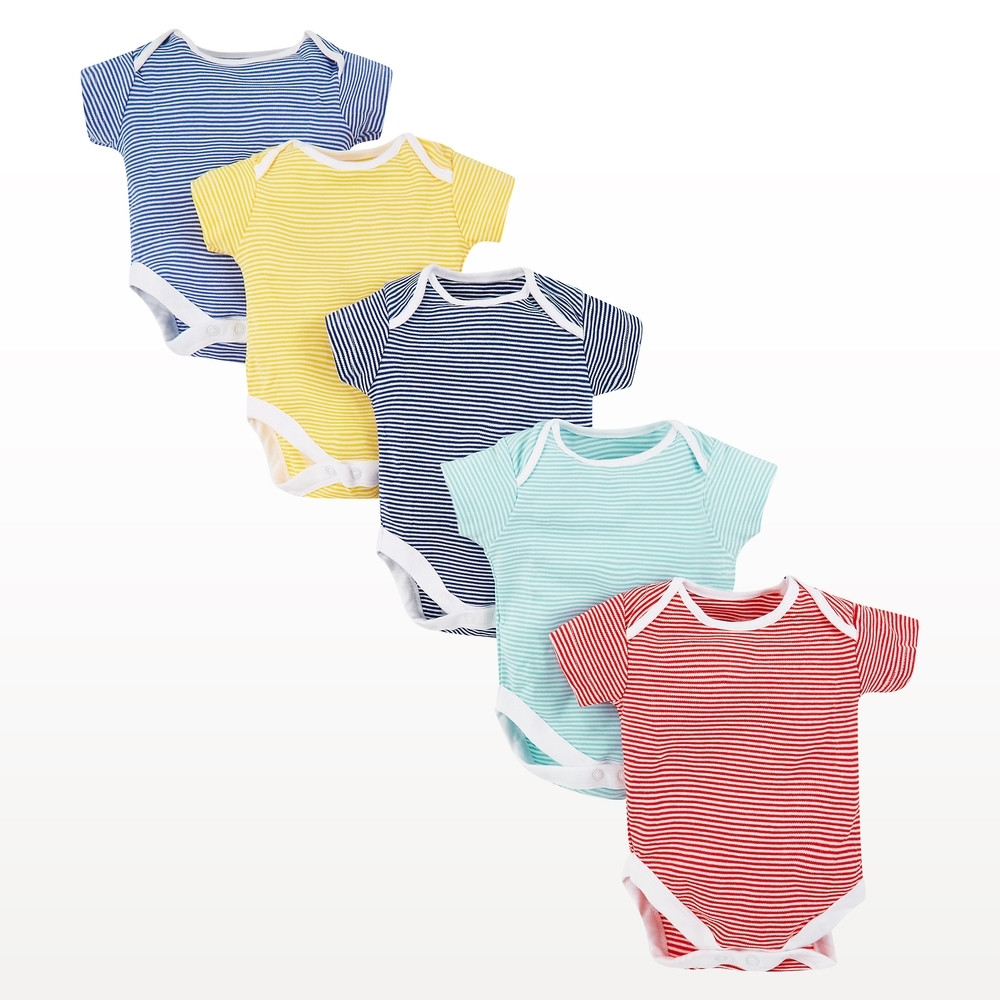 

Boys Half Sleeves Striped Bodysuit - Pack Of 5 - Multicolor