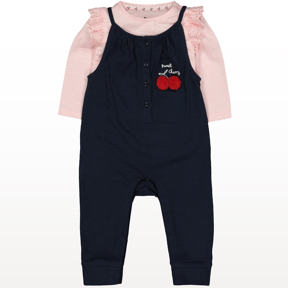

Navy Jumpsuit And Pink T-Shirt Set