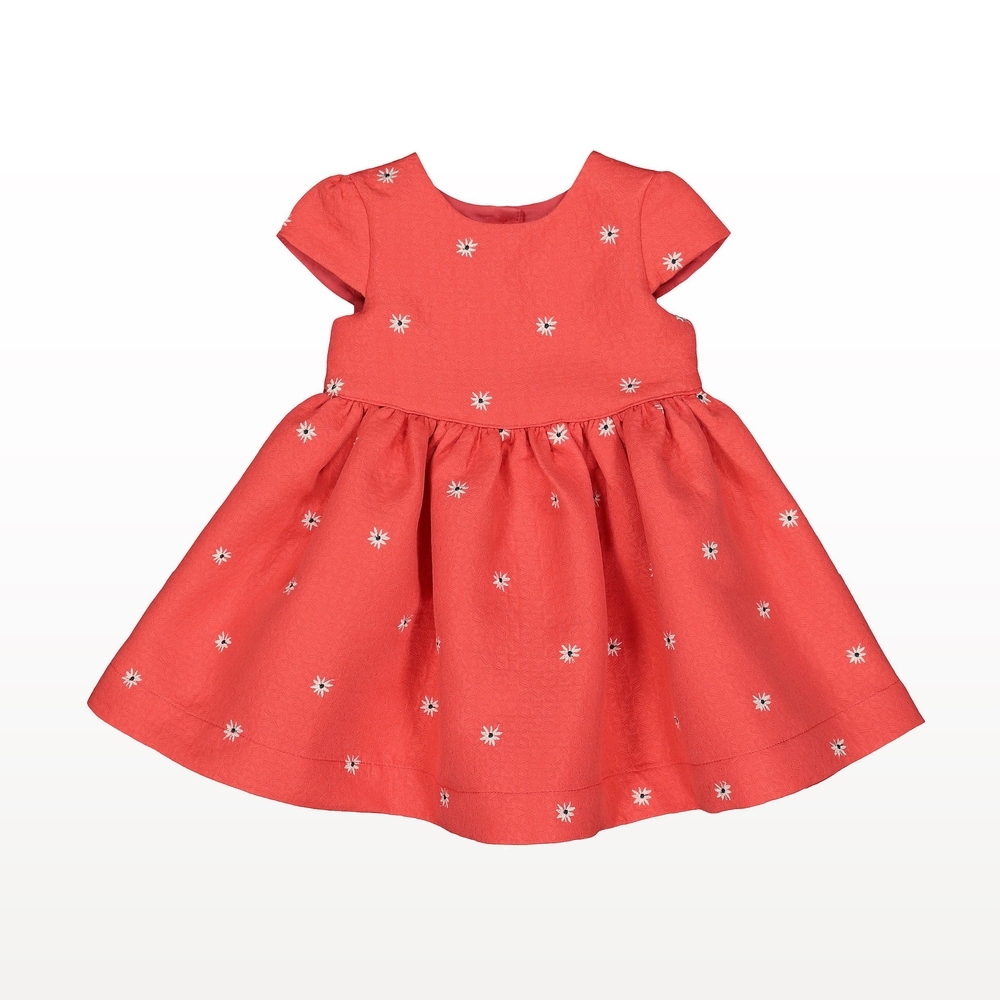 

Girls Half Sleeves Dress Floral Embellished - Red