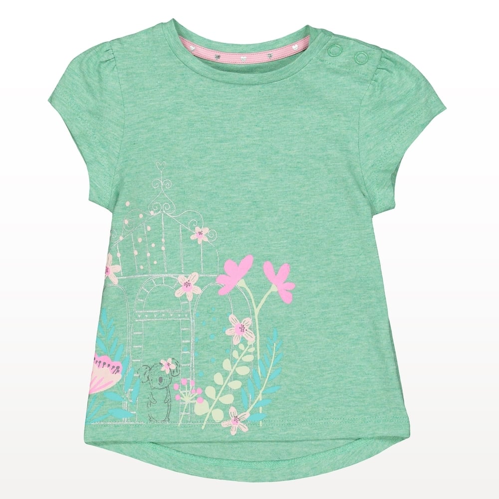 Koala And Flowers Green T-Shirt
