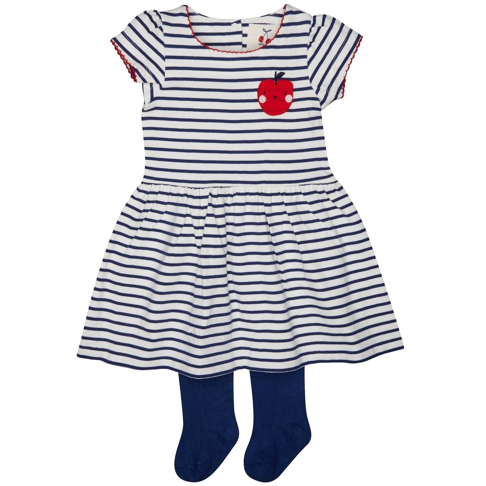 

Navy Striped Dress With Tights