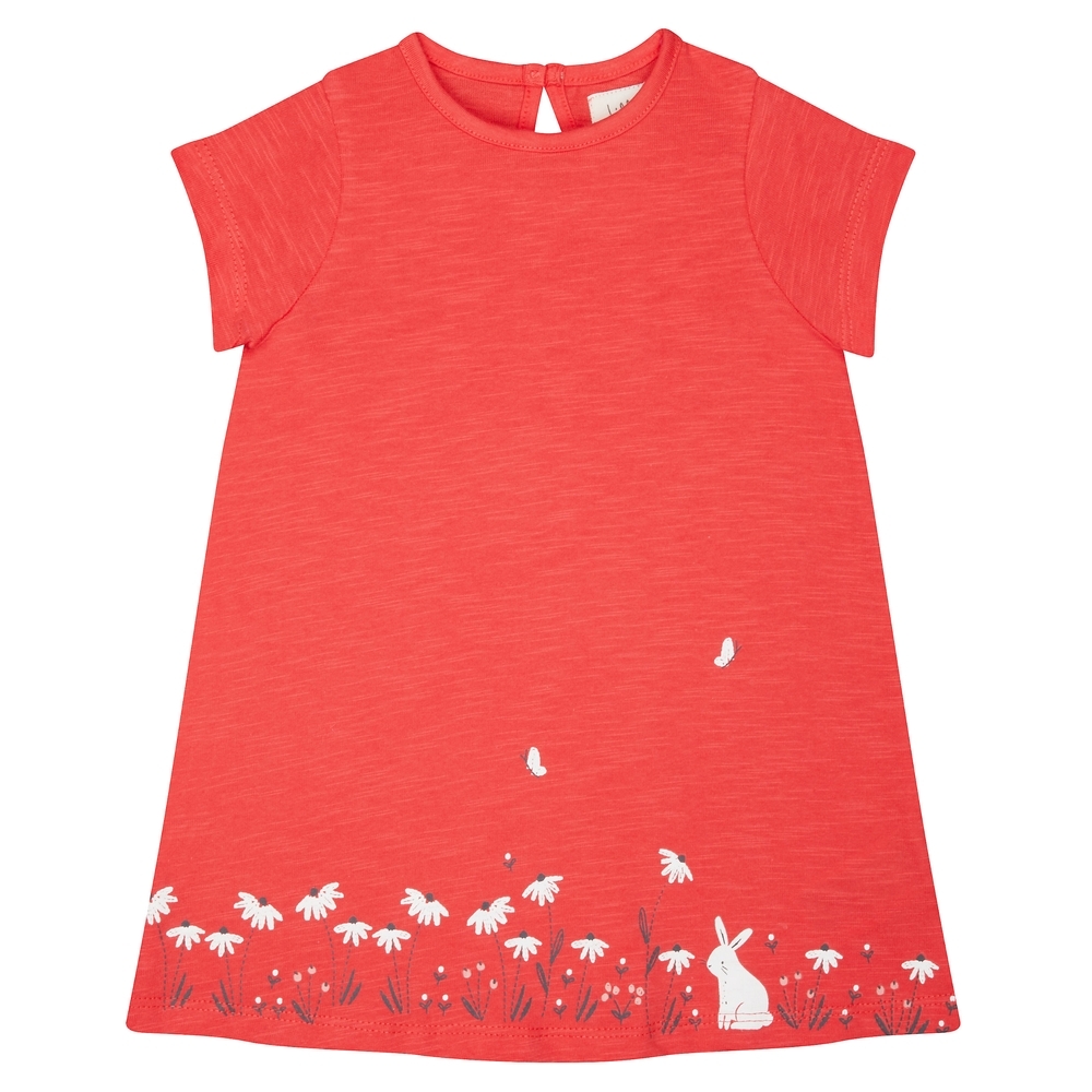 

Girls Half Sleeves Dress Floral Print - Red