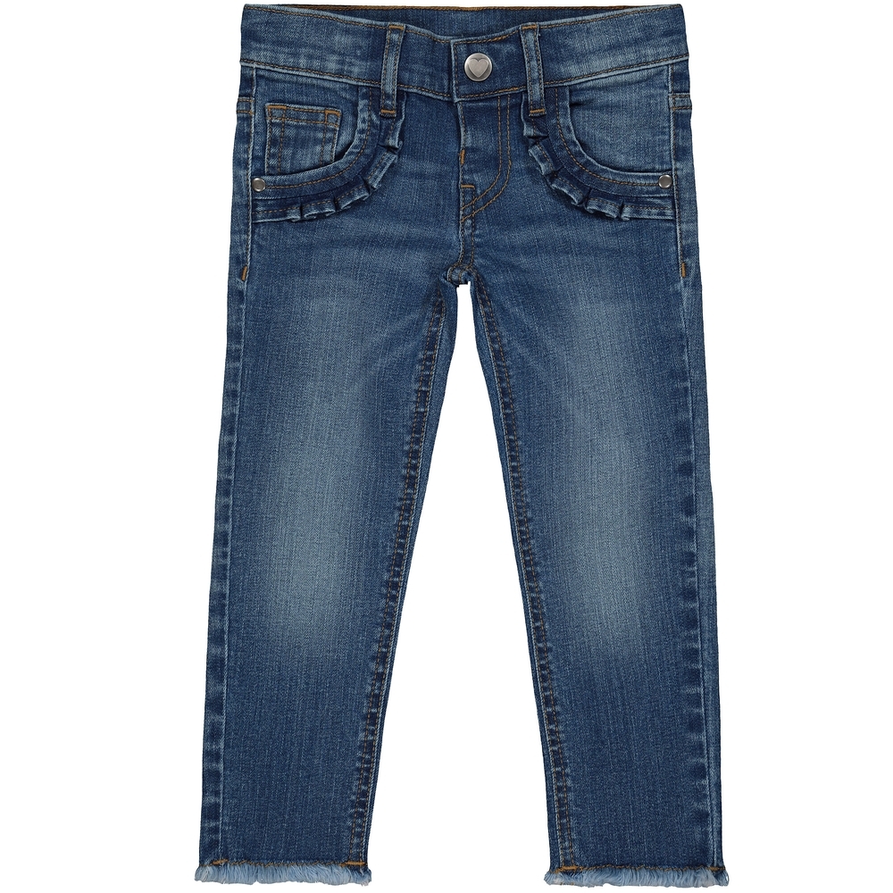 

Light-Wash Frayed Skinny Jeans